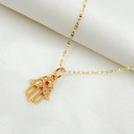 Load image into Gallery viewer, GDP389. 14K Solid Gold Diamond Hamsa Charm with Gemstone