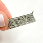 Load image into Gallery viewer, DC019. Diamond Silver Rectangle Love Connector Pendant