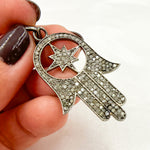 Load image into Gallery viewer, DP048. Diamond & Sterling Silver Hamsa Pendant with Star