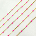 Load image into Gallery viewer, 14k Solid Gold Cable Pink Enamel Chain. 30KFBFPF14Y
