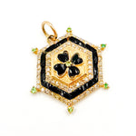 Load image into Gallery viewer, Shop Now 14K Solid Gold Hexagon Clover Pendant