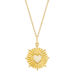 Load image into Gallery viewer, PFA32636. 14K Solid Gold Diamond Heart Medallion Necklace