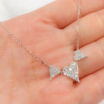 Load image into Gallery viewer, 14K Gold 3 Hearts Dainty Tiny Necklace