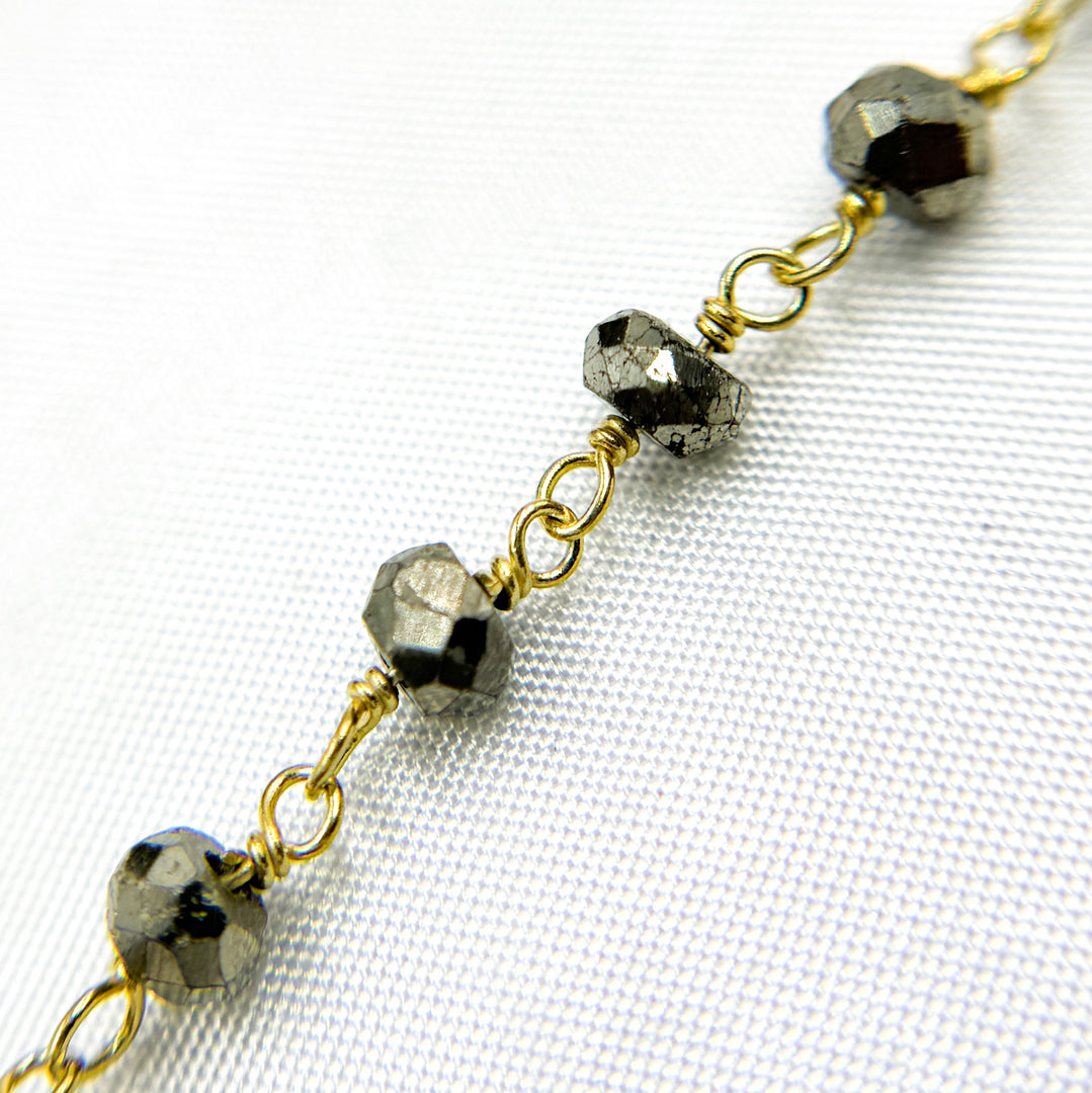 Pyrite Gold Plated 925 Sterling Silver Wire Chain. PYR70