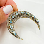 Load image into Gallery viewer, DP106. Diamond Sterling Silver Moon Shape Pendant with Gemstone