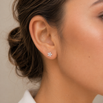 Load image into Gallery viewer, ER413387. 14K Solid Gold Diamond Flower Studs