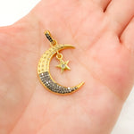 Load image into Gallery viewer, DP831. Diamond Sterling Silver Moon & Star Pendant