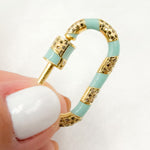 Load image into Gallery viewer, Shop Now Sterling Silver Carabiner Clasp with Enamels
