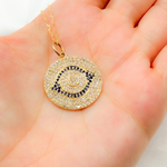 Load image into Gallery viewer, 14K Solid Gold Diamond Circular Evil Eye Charm. KG137
