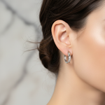 Load image into Gallery viewer, EHD56010. 14K Solid Gold Diamond Hoop Earrings