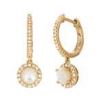 Load image into Gallery viewer, EHF57217PL. 14k Solid Gold Diamond and Gemstone Dangle Round Hoop Earrings
