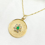 Load image into Gallery viewer, 14K Solid Gold Diamond Charm with Flower in the Center. GDP253