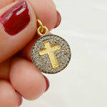 Load image into Gallery viewer, DC326. Diamond Sterling Silver Round Cross Charm