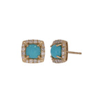 Load image into Gallery viewer, EFE54385TQ. 14K Solid Gold Diamonds and Turquoise Fancy Studs