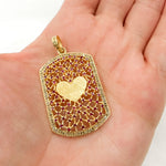 Load image into Gallery viewer, DP187. Diamond Sterling Silver Rectangle Heart Pendant with Gemstone