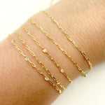 Load image into Gallery viewer, 14K Solid Gold Diamond Cut Paperclip & Marina Mirror Link Chain
