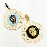 Load image into Gallery viewer, Diamond Sterling Silver Round Skull Enamel Pendant