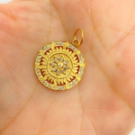 Load image into Gallery viewer, 14K Solid Gold Diamond Circle Sun Charm with Star in the Center. GDP257