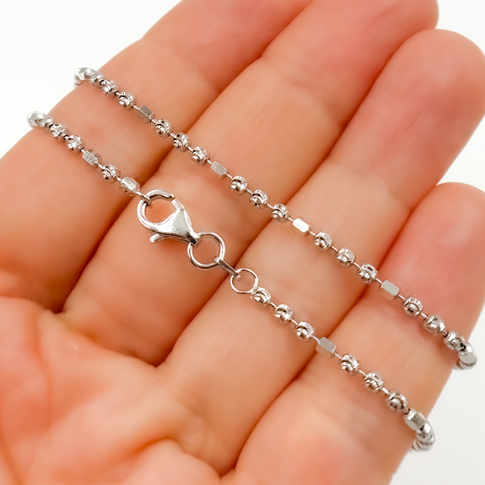 Sterling Silver Ball and Cube Necklace