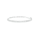 Load image into Gallery viewer, BFP60865. 14K Solid White Gold Diamond Baguette Tennis and Paperclip Bracelet