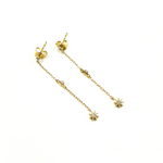 Load image into Gallery viewer, EFB51689. 14K Solid Gold and Diamonds Stars Dangle Earrings