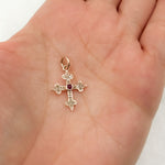 Load image into Gallery viewer, DC327. Diamond Sterling Silver Cross Pendant with Gemstone