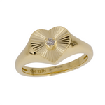 Load image into Gallery viewer, 14K Solid Yellow Gold Diamond Heart Ring