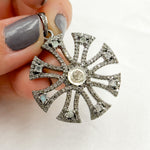 Load image into Gallery viewer, DP460. Diamond & Sterling Silver Fancy Shape Pendant with Polki Diamond and Gemstone