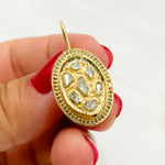 Load image into Gallery viewer, DE059. Diamond Sterling Silver Oval Dangle Earrings