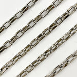 Load image into Gallery viewer, Oxidized Sterling Silver Flat Oval Link Chain