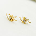 Load image into Gallery viewer, ER418283. 14K Solid Yellow Gold Diamond Eye Stud Earring