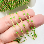 Load image into Gallery viewer, 925 Sterling Silver Gold Plated Enamel Lemon Green Color Cable Chain. V203LMGP
