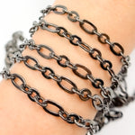 Load image into Gallery viewer, V61BR. Black Rhodium Sterling Silver Oval and Round Link Chain