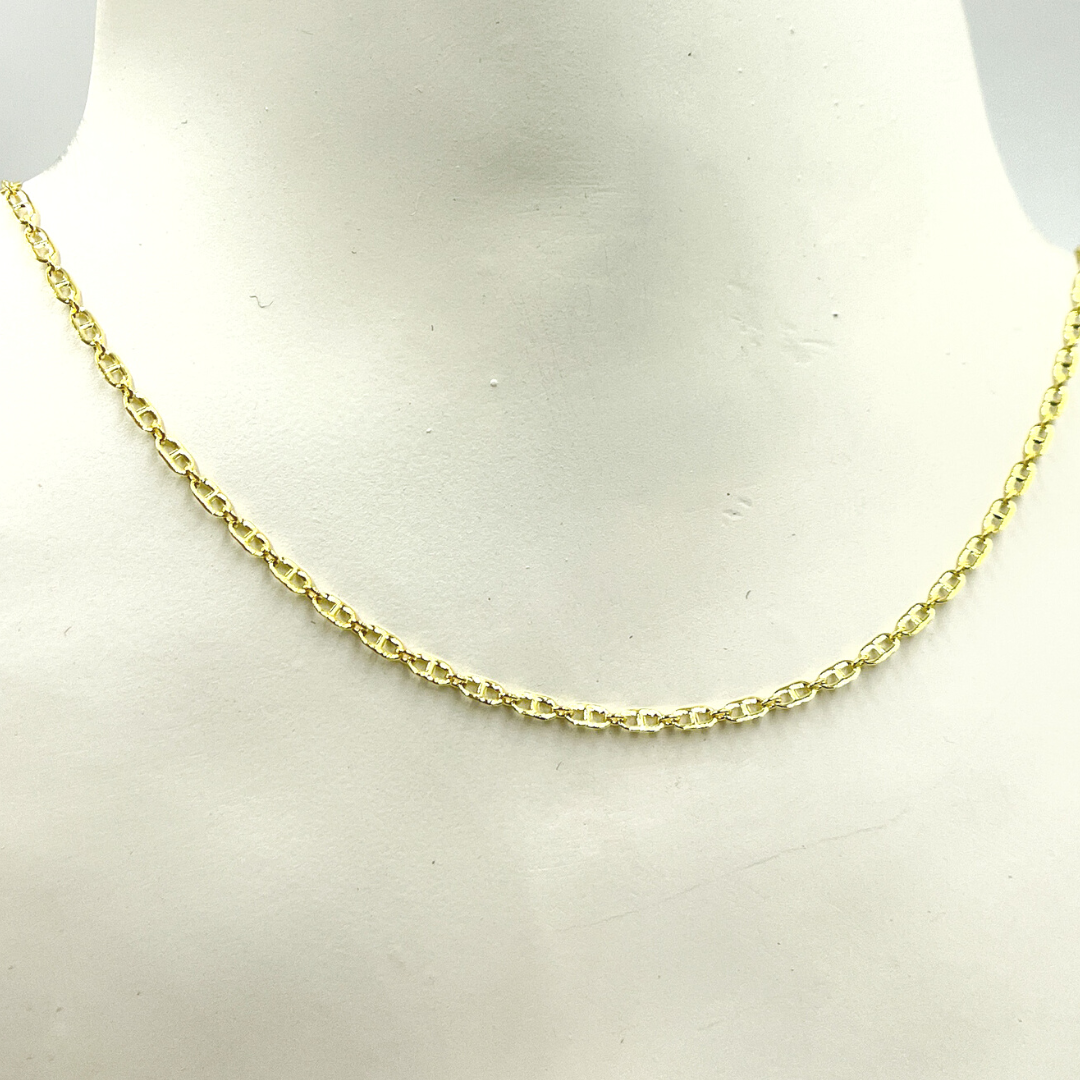 14K Solid Gold Flat Marina Chain