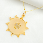 Load image into Gallery viewer, 14K Solid Gold with Diamonds Sun Charm. GDP179