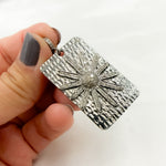 Load image into Gallery viewer, DP273. Diamond & Sterling Silver Rectangle Flower Pendant