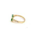 Load image into Gallery viewer, 14k Solid Gold Spiral Diamond and Emerald Ring. RFM17697
