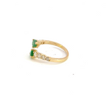 Load image into Gallery viewer, 14k Solid Gold Spiral Diamond and Emerald Ring.