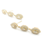 Load image into Gallery viewer, EFH52033. 14K Solid Gold and Diamonds 3 Hexagons Dangle Earrings