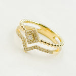 Load image into Gallery viewer, 14K Solid Yellow Gold Diamond Double Line Square Ring.