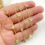 Load image into Gallery viewer, CZ2. 4mm Cubic Zirconia Square Shape Dangle Chain