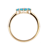 Load image into Gallery viewer, RFB19162TQ. 14K Solid Yellow Gold Diamond and Turquoise Flower Ring