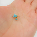 Load image into Gallery viewer, EFE53655TQ. 14K Solid Yellow Gold Diamond and Turquoise Heart Stud Earrings