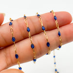 Load image into Gallery viewer, 14k Gold Filled Blue Color Enamel Satellite Cable Chain