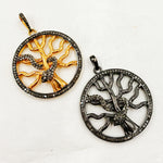 Load image into Gallery viewer, DP092. Diamond Silver Round Tree and Snake Pendant with Blue Sapphire