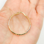 Load image into Gallery viewer, 14K Gold Tri-Color Hoop Earrings with Engraved Tornado Design