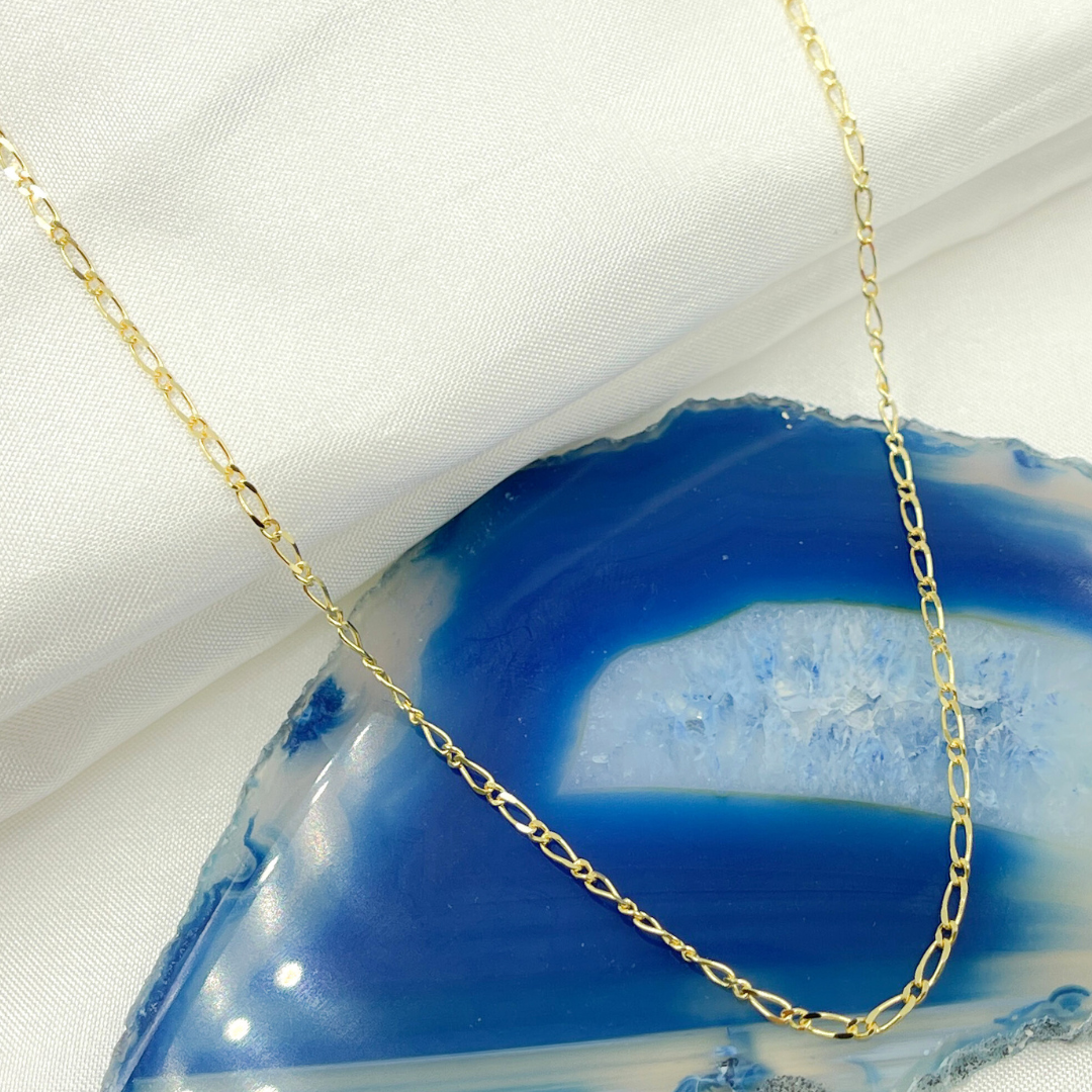14k Solid Yellow Gold Short & Long Link Chain