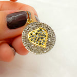 Load image into Gallery viewer, DP560. Diamond Sterling Silver Round Heart Pendant with Black Diamonds