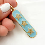 Load image into Gallery viewer, Buy Now Diamond Sterling Silver Oval Stars Enamel Pendant