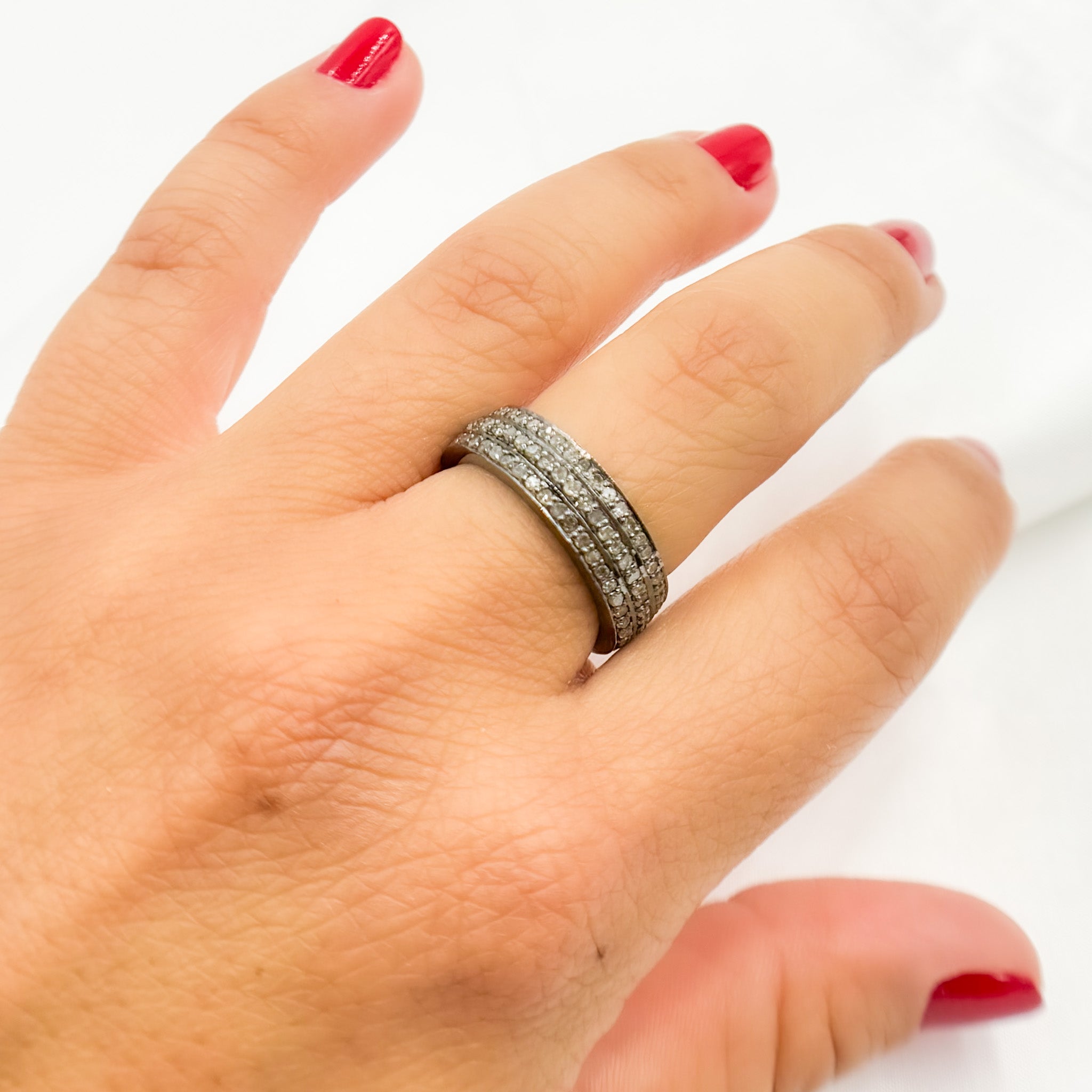 Diamond Black Rhodium Sterling Silver Ring